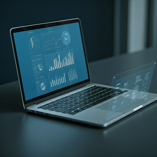 Consultor de salud digital analizando métricas en una laptop para optimizar la configuración de mIAgenda
